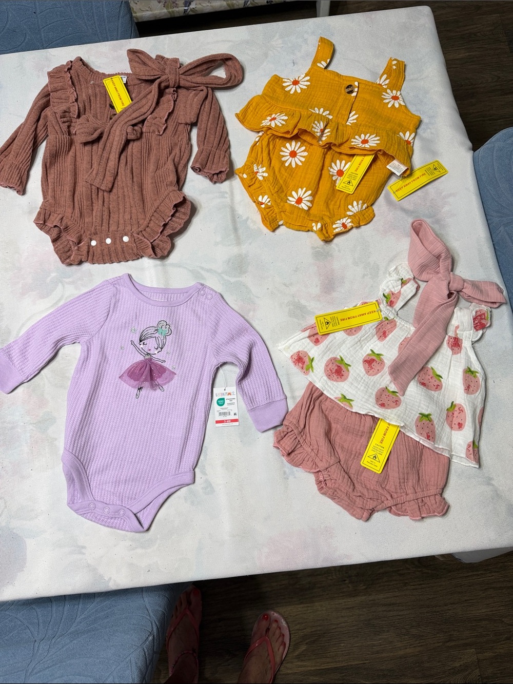 Girls Baby Romper & Outfit Bundle - Lavender, Mustard, Pink, White